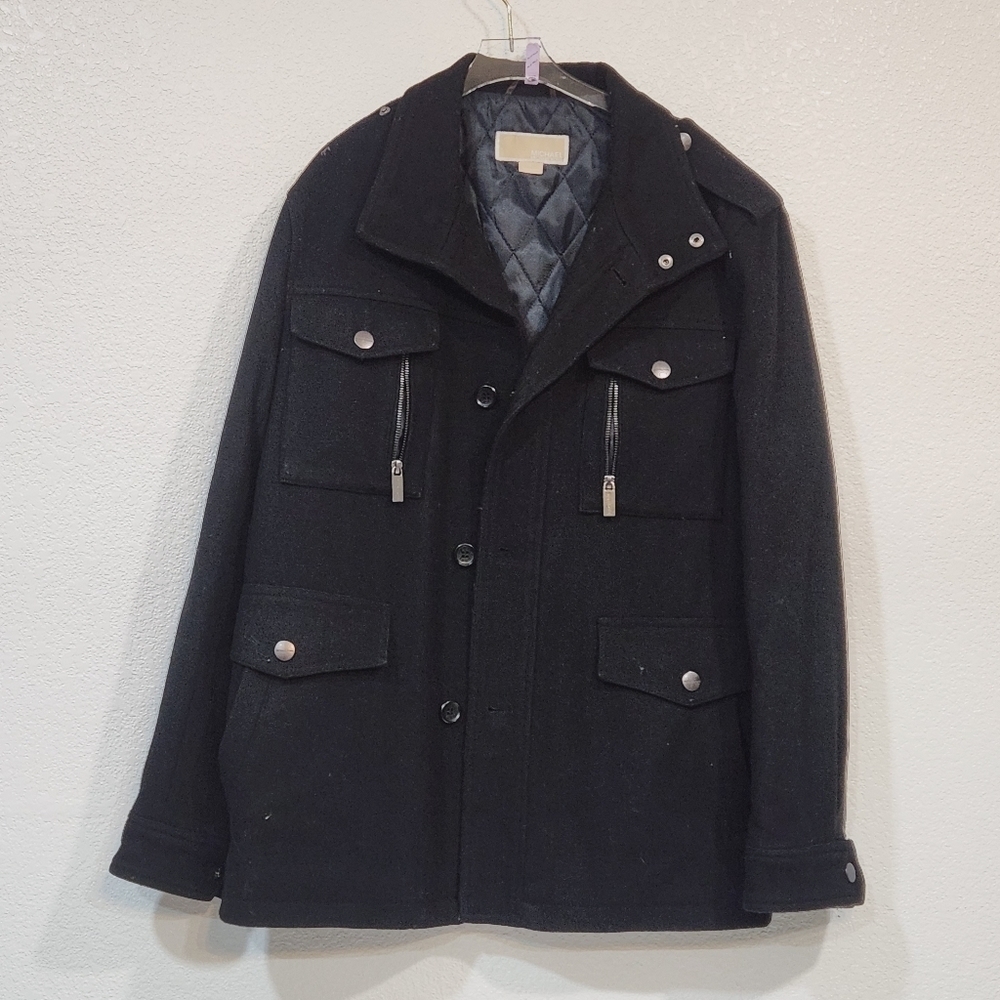 Mens Michael Kors Black Wool Mix Coat Sz S